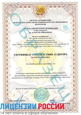 Образец сертификата соответствия аудитора №ST.RU.EXP.00014299-1 Печора Сертификат ISO 14001
